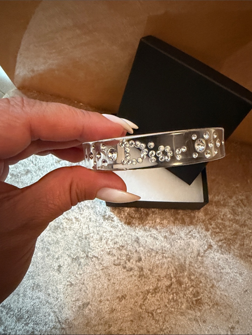 Dior Silver Crystal-Accent Rhinestone Bangle Bracelet
